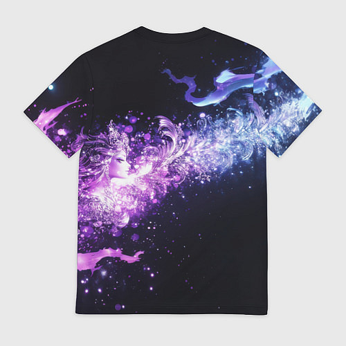 Мужская футболка Фиолетово-синяя абстрактная волна / 3D-принт – фото 2