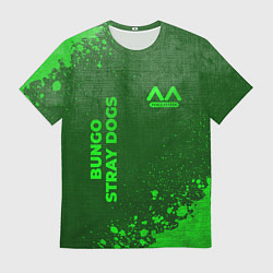 Мужская футболка Bungo Stray Dogs - green gradient вертикально