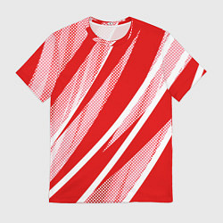 Мужская футболка Красно-белый абстракция с полосами