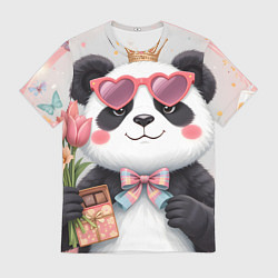 Футболка мужская Панда в очках с подарками и с цветами на 8 марта, цвет: 3D-принт