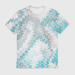 Футболка мужская Серо-бирюзовый абстрактный, цвет: 3D-принт