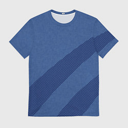 Мужская футболка Синий текстурный с полосой