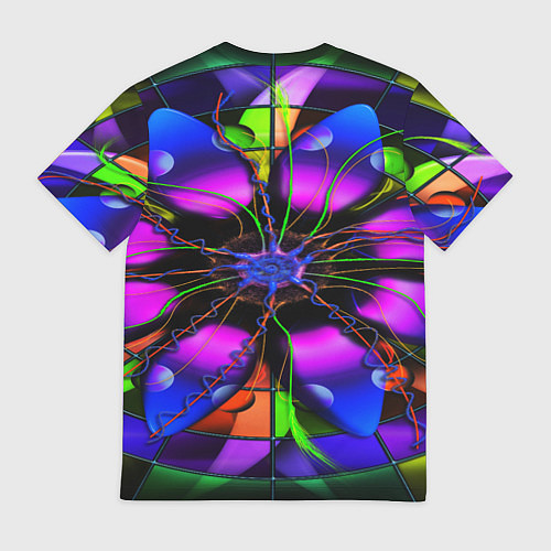 Мужская футболка Неоновая психоделика лепестки / 3D-принт – фото 2