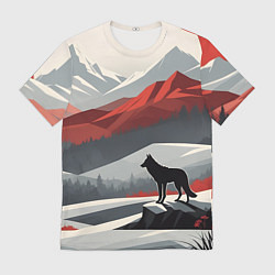 Футболка мужская Лиса и красные горы, цвет: 3D-принт