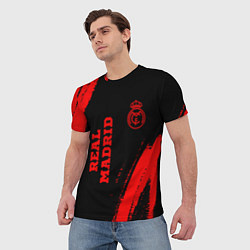 Футболка мужская Real Madrid - red gradient вертикально, цвет: 3D-принт — фото 2