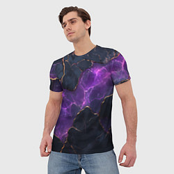 Футболка мужская Фиолетовый разлом с молниями, цвет: 3D-принт — фото 2