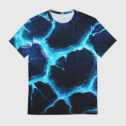 Мужская футболка Голубая потертая текстура с разломом