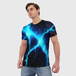 Футболка мужская Голубой разлом из молний, цвет: 3D-принт — фото 2