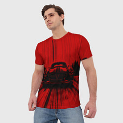 Футболка мужская Спорткар на красном фоне, цвет: 3D-принт — фото 2