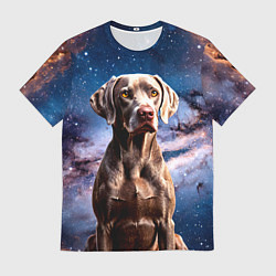 Футболка мужская Веймаранер в космосе, цвет: 3D-принт