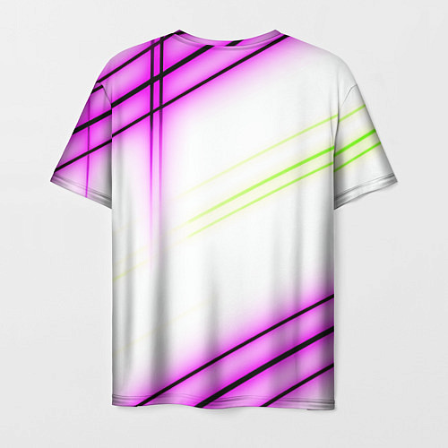 Мужская футболка Green white pink line / 3D-принт – фото 2