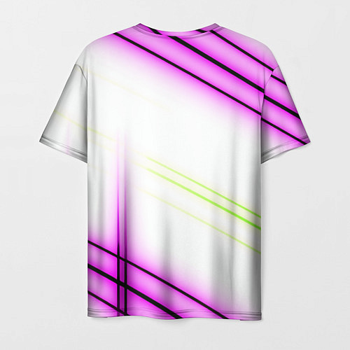 Мужская футболка Green white pink line / 3D-принт – фото 2