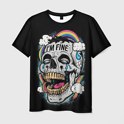 Футболка мужская Skull and rainbow - im fine, цвет: 3D-принт