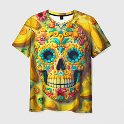 Мужская футболка Красочный летний паттерн с черепом - нейроарт