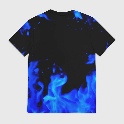 Мужская футболка Киберпанк голубой огонь / 3D-принт – фото 2