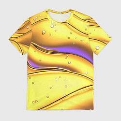 Мужская футболка Золотые волны с фиолетовым свечением