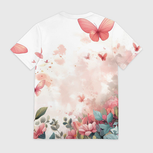 Мужская футболка Бэтмен прыгает над цветами и бабочками / 3D-принт – фото 2