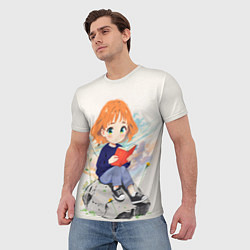 Футболка мужская Аниме девушка и книга, цвет: 3D-принт — фото 2