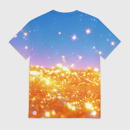 Мужская футболка Золотые шарики на голубом фоне / 3D-принт – фото 2