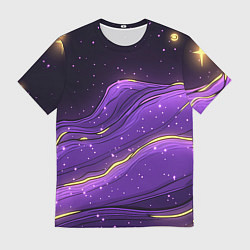 Мужская футболка Фиолетовая текстура с золотыми звездочками