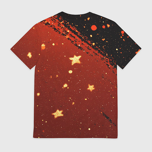 Мужская футболка Золотые звездочки на коричневой текстуре / 3D-принт – фото 2