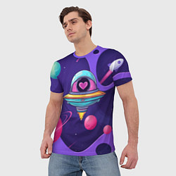 Футболка мужская Летающая тарелка с сердцем, цвет: 3D-принт — фото 2