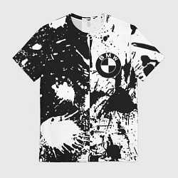 Мужская футболка BMW черно белые краски