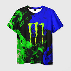 Футболка мужская Monster energy кислотный огонь, цвет: 3D-принт