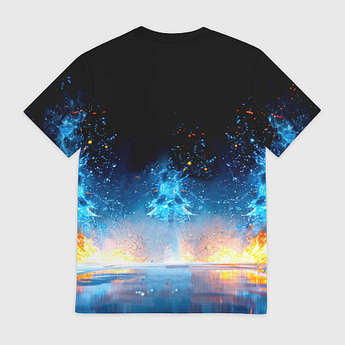 Мужская футболка Хоккеист в синем пламени / 3D-принт – фото 2