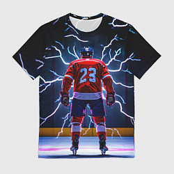 Футболка мужская Хоккеист и молния, цвет: 3D-принт