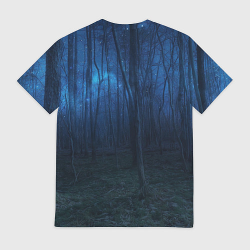 Мужская футболка Юрий Хой синий фон леса / 3D-принт – фото 2