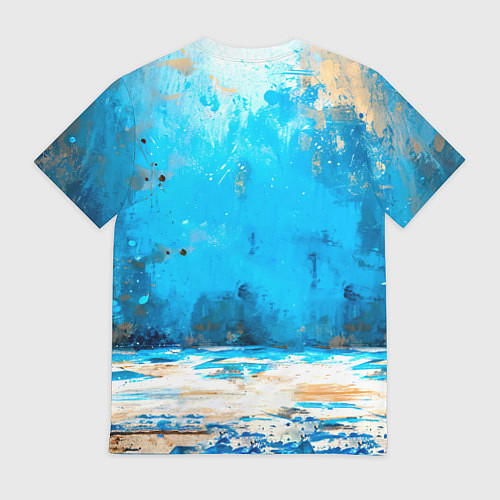 Мужская футболка Боец айкидо на синем / 3D-принт – фото 2