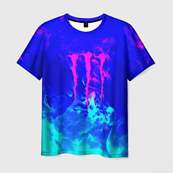 Мужская футболка Monster energy дым неоновый