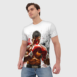 Футболка мужская Тайский боксер на белом, цвет: 3D-принт — фото 2