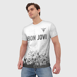 Футболка мужская Bon Jovi - white gradient посередине, цвет: 3D-принт — фото 2