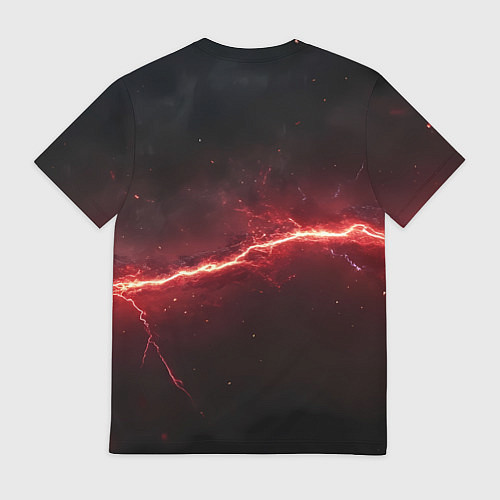 Мужская футболка Красная линия - молния / 3D-принт – фото 2