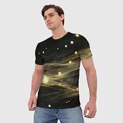 Футболка мужская Золотистый свет на черной текстуре, цвет: 3D-принт — фото 2