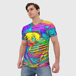 Футболка мужская Черепа неоновые краски, цвет: 3D-принт — фото 2