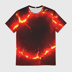 Мужская футболка Красный круг из огня текстура