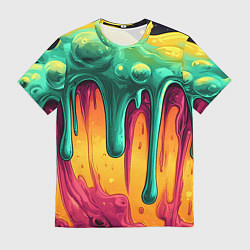 Мужская футболка Зелено-оранжевая клякса