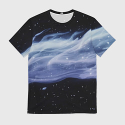 Мужская футболка Синяя волна в космосе - текстура