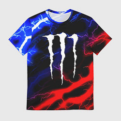 Мужская футболка Monster energy молнии неон