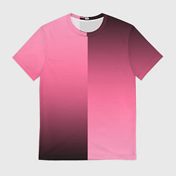 Футболка мужская Розовый с затемнением градиент пополам, цвет: 3D-принт