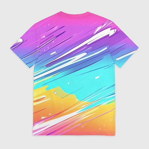 Мужская футболка Inzoi кошечка на радужном фоне / 3D-принт – фото 2