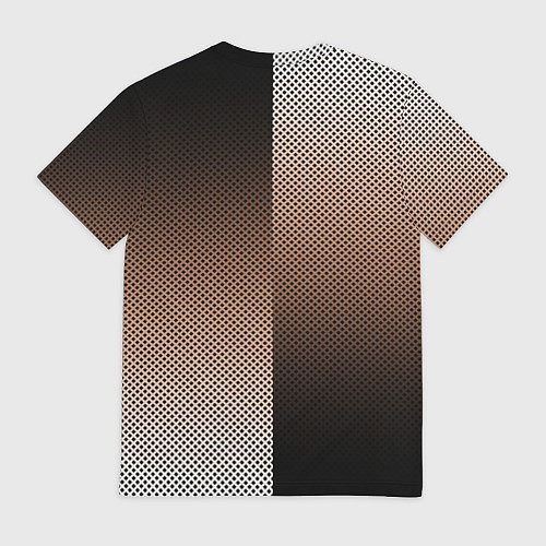 Мужская футболка Чёрно-коричневый текстурный градиент пополам / 3D-принт – фото 2