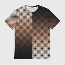 Футболка мужская Чёрно-коричневый текстурный градиент пополам, цвет: 3D-принт