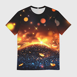 Мужская футболка Оранжевое боке на черном