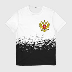 Мужская футболка Россия черно белые краски