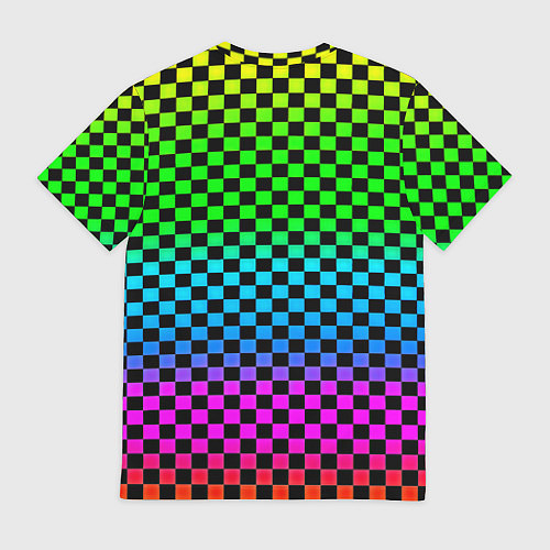 Мужская футболка Monster energy неоновая клетка / 3D-принт – фото 2
