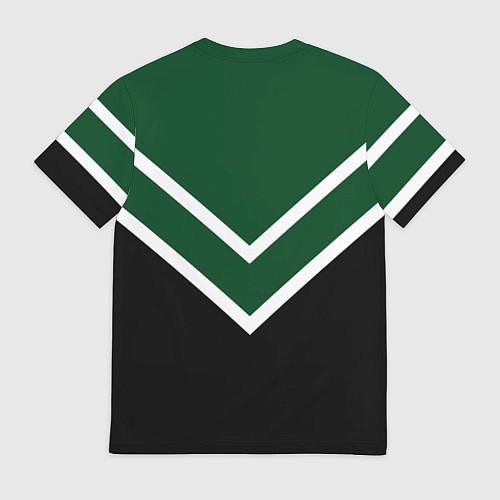 Мужская футболка Зелёный с чёрным и белые полосы / 3D-принт – фото 2